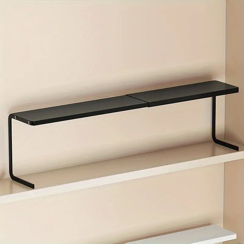 (36-60cm) Ausziehbares Aufbewahrungs Regal Organizer Ablage für Küche / Büro - Schwarz