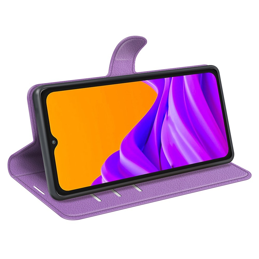 Samsung Galaxy XCover7 Pro Leder Tasche Flip Cover Litchi Look - Lila