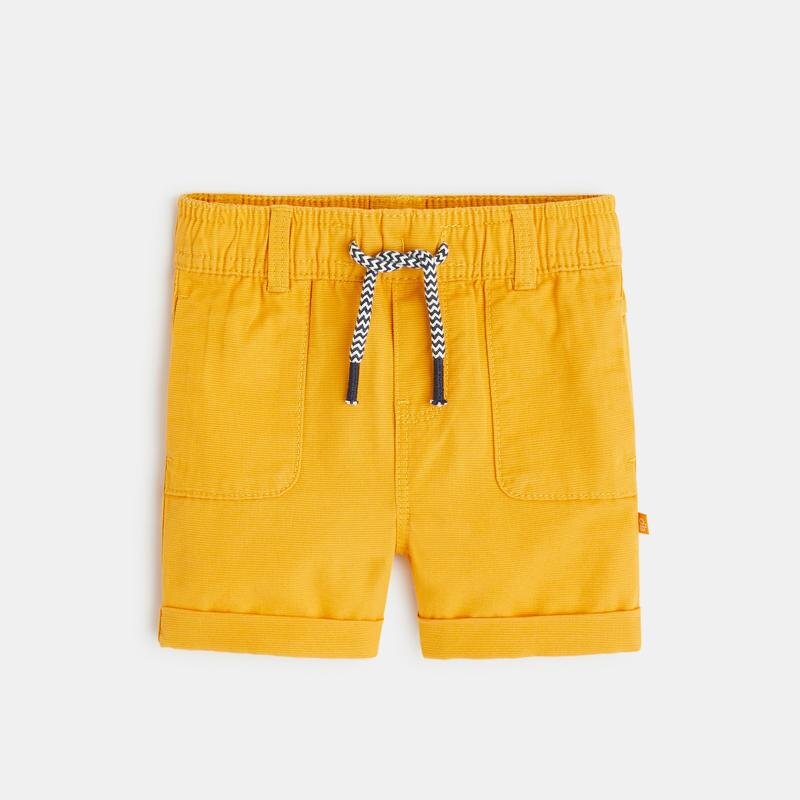 Short coton fantaisie côtelé jaune bébé garçon Jaune