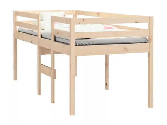 Lit haut sans matelas 90x190 cm bois de pin massif