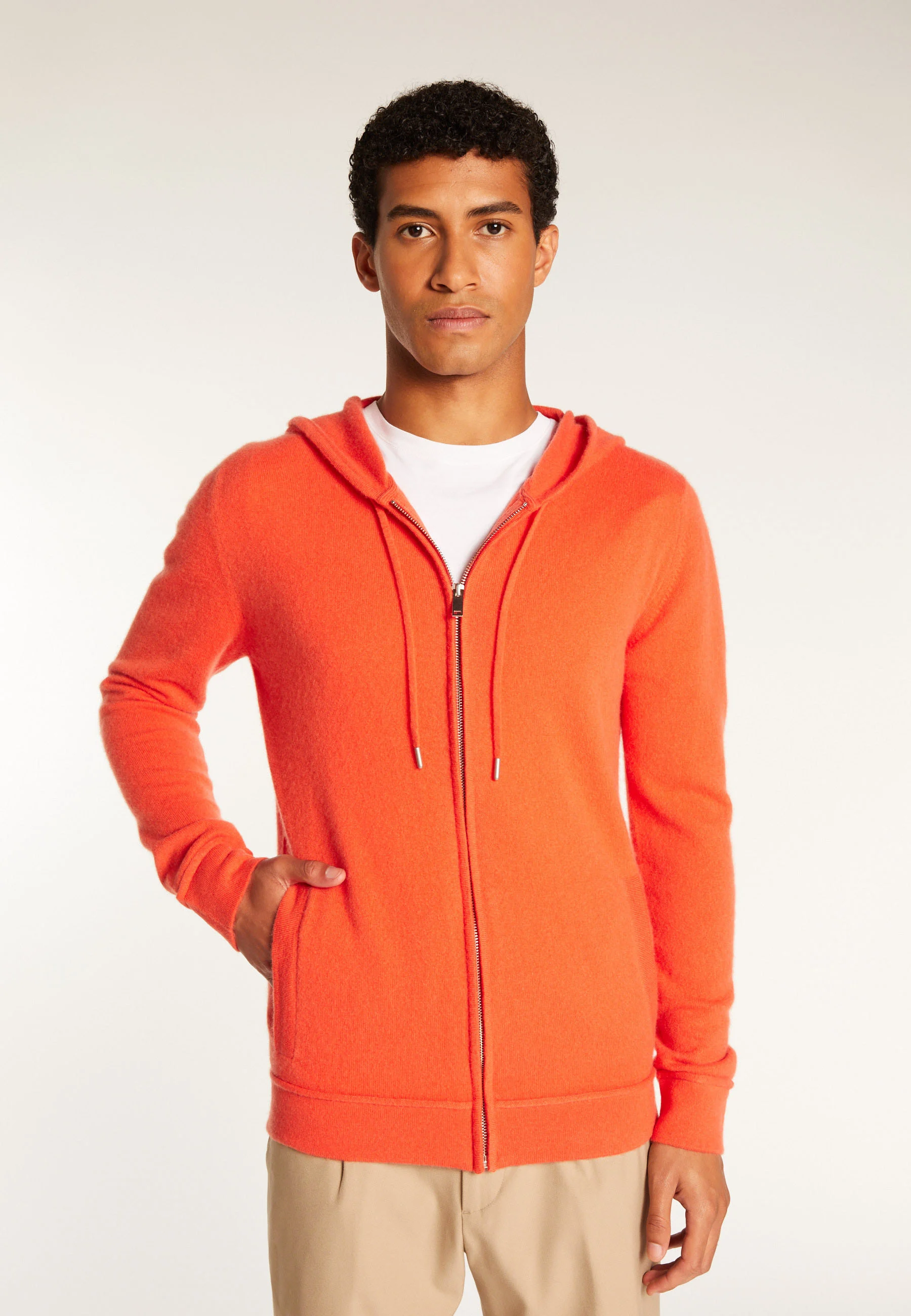 EMILIENAH24 - Veste zippée à capuche en cachemire | Orange