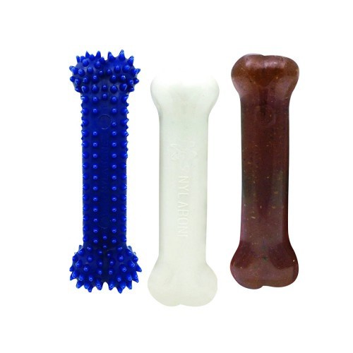 Kit de 3 peças para filhotes iniciantes com brinquedos de mastigar Nylabone