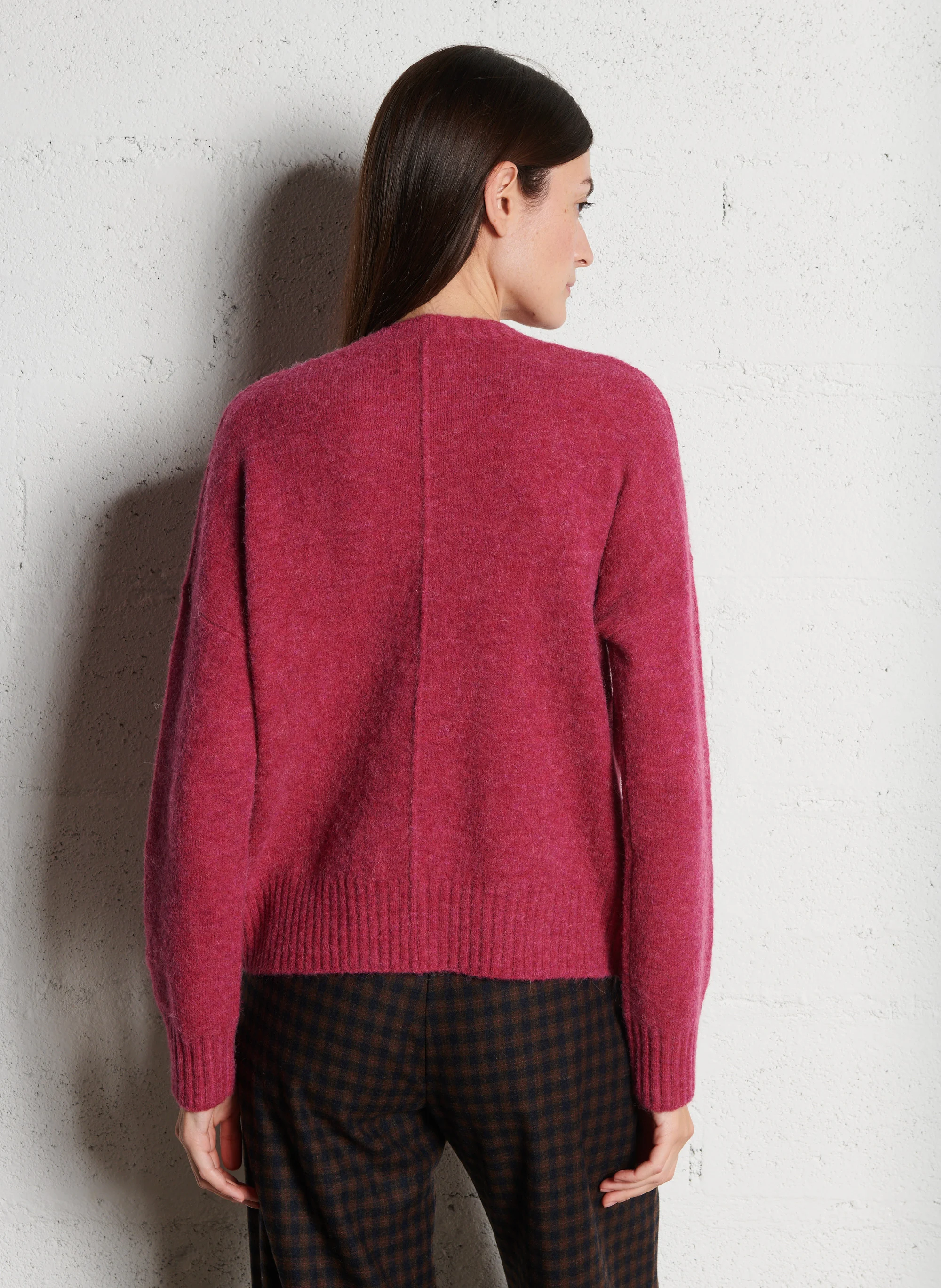 MATRIX - Pull col rond en laine mélangée | Rose