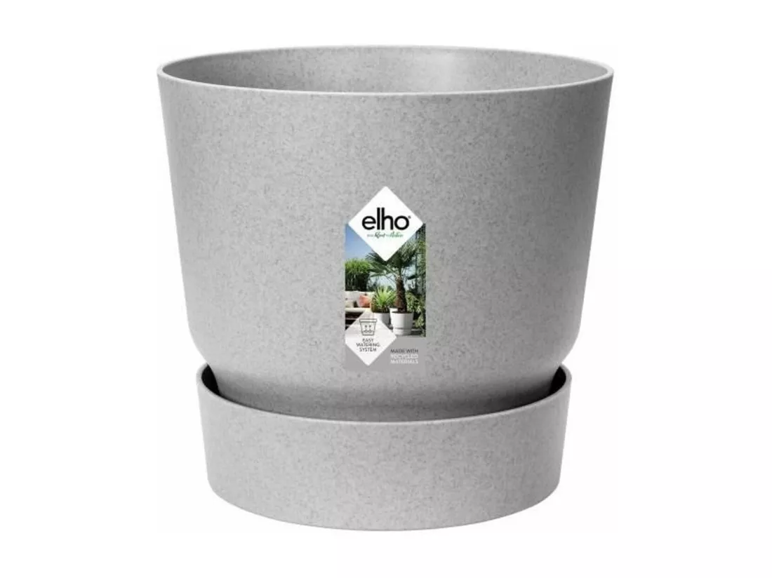 Pot de fleurs rond 25 - Extérieur Ø 24,5 x 23 cm - Gris béton vivant