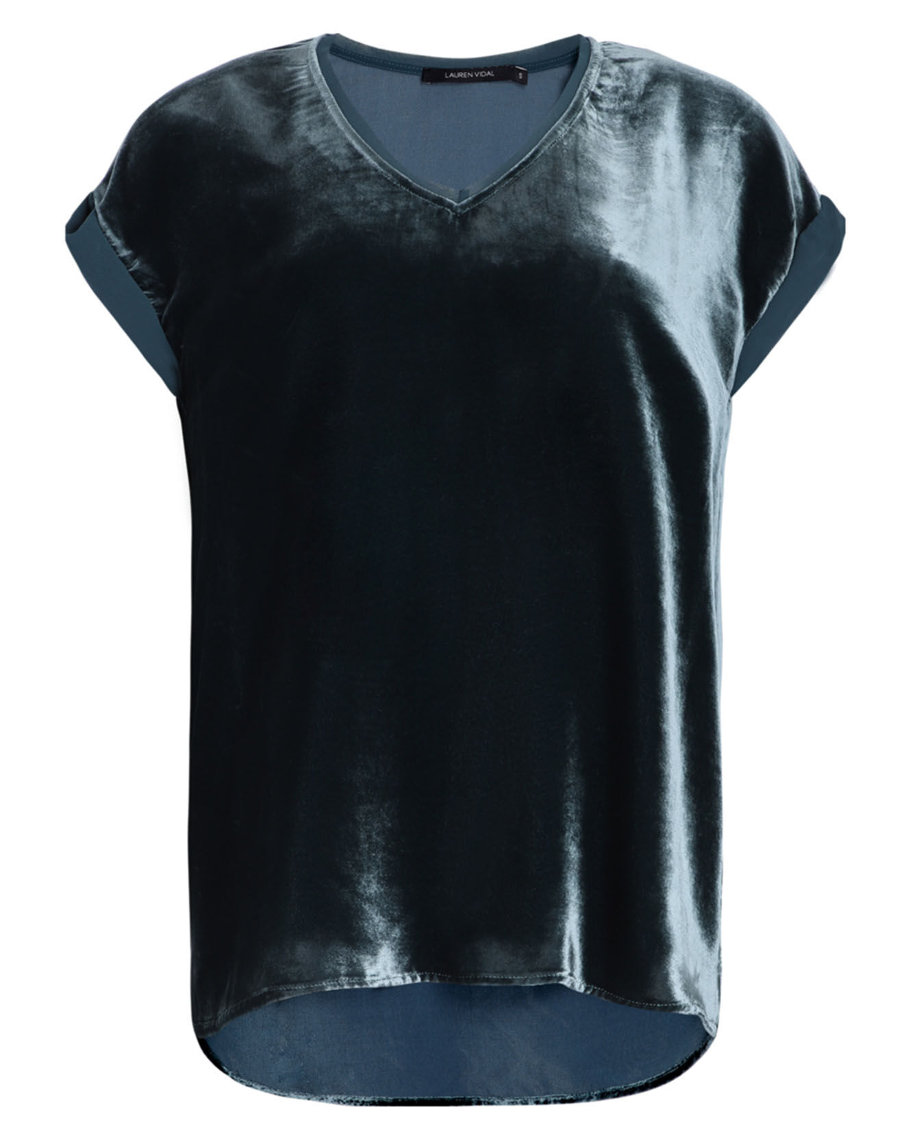 Lauren Vidal Top en Velours Basal sauge