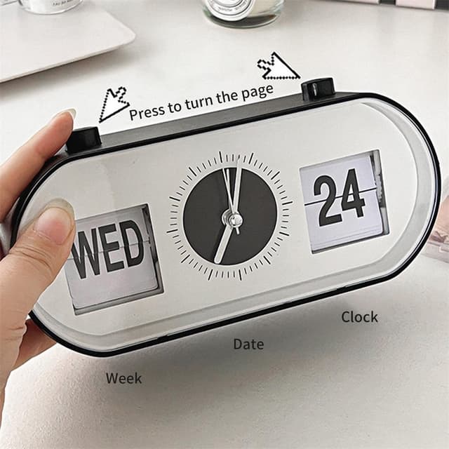 Manual Side Ur Rotation Skrivebord Vækkeur Kalender Ur