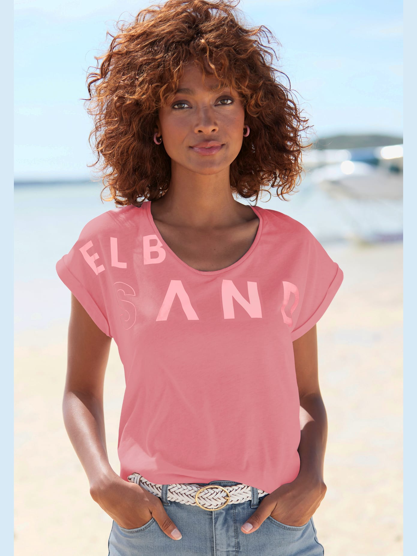 T-shirt encolure côtelée