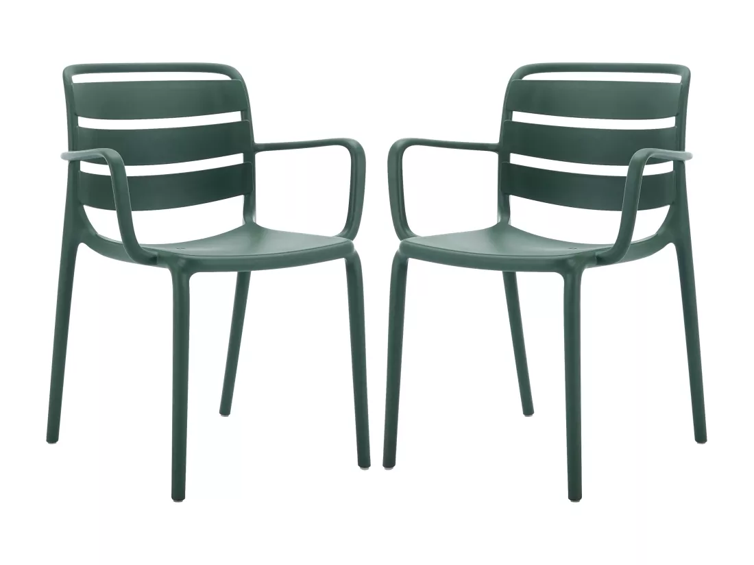 Lot de 2 fauteuils de jardin empilables en polypropylène - Vert sapin - MOAH de MYLIA