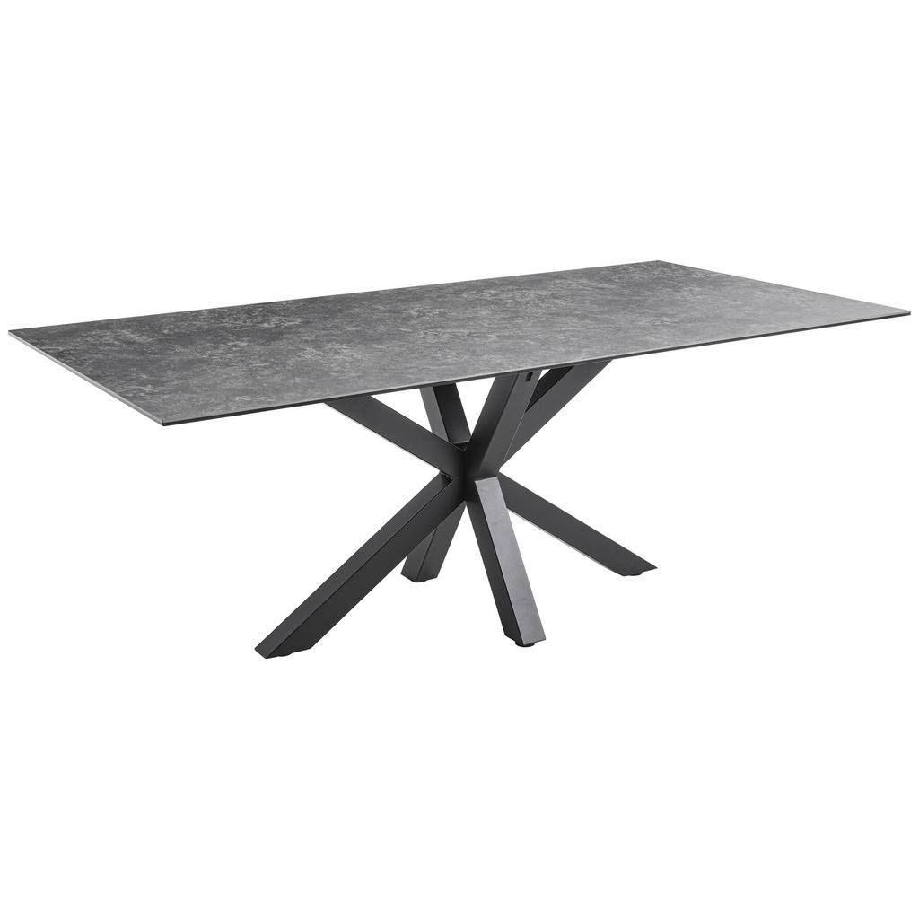 Livetastic Esstisch Schwarz Dunkelgrau Metall Keramik rechteckig