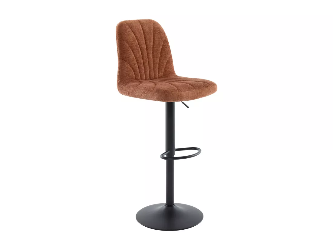 Lot de 2 tabourets de bar en tissu texturé et métal noir - Hauteur réglable - Terracotta - LASANDRIA