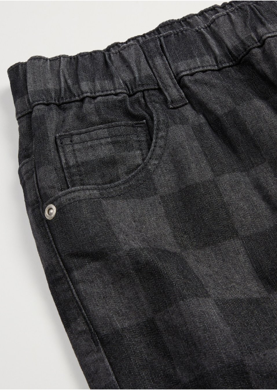 Jean garçon Wide Leg à carreaux, Loose Fit