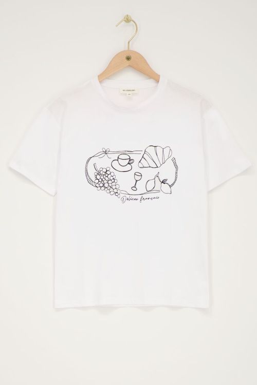Wit T-shirt ''Délices français''