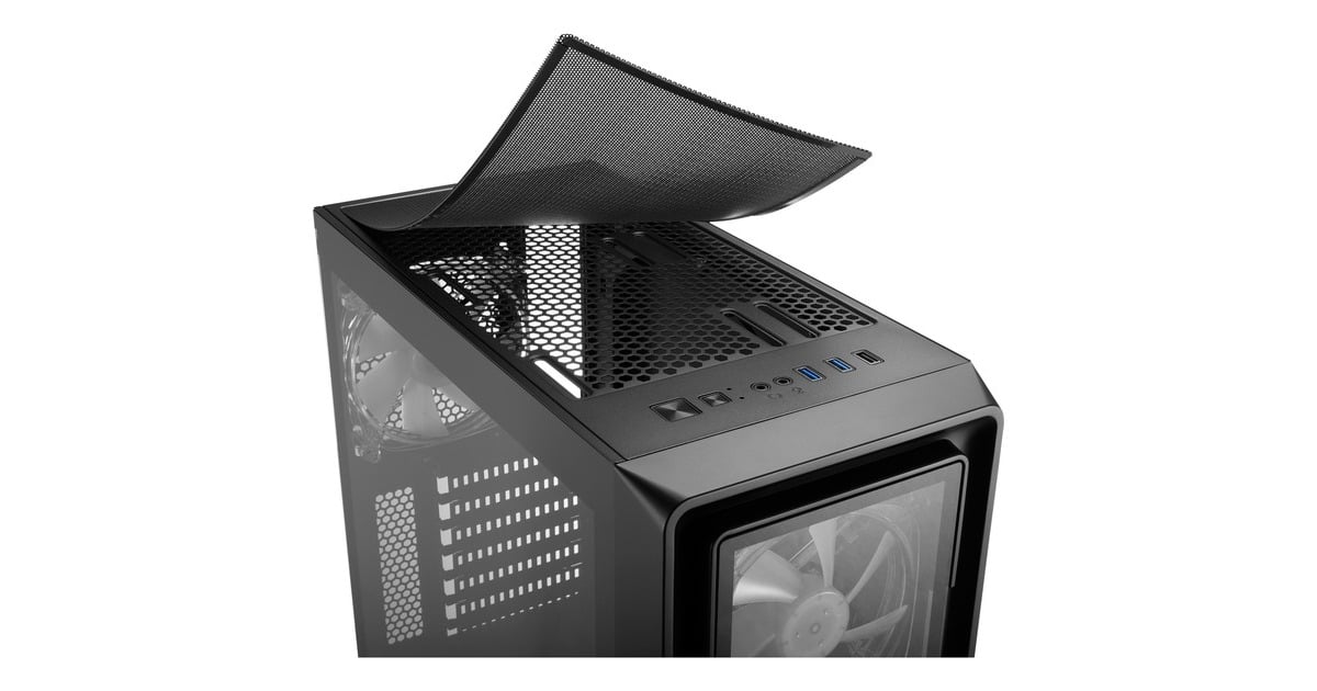 SharkoonTK4 RGB midi tower behuizing  (Zwart | 4x USB-A | RGB | Tempered Glass)