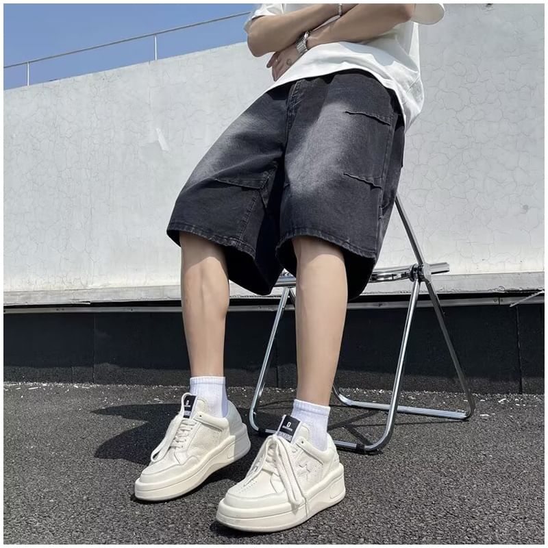 DuckleBeam - Mid Rise Washed Denim Shorts