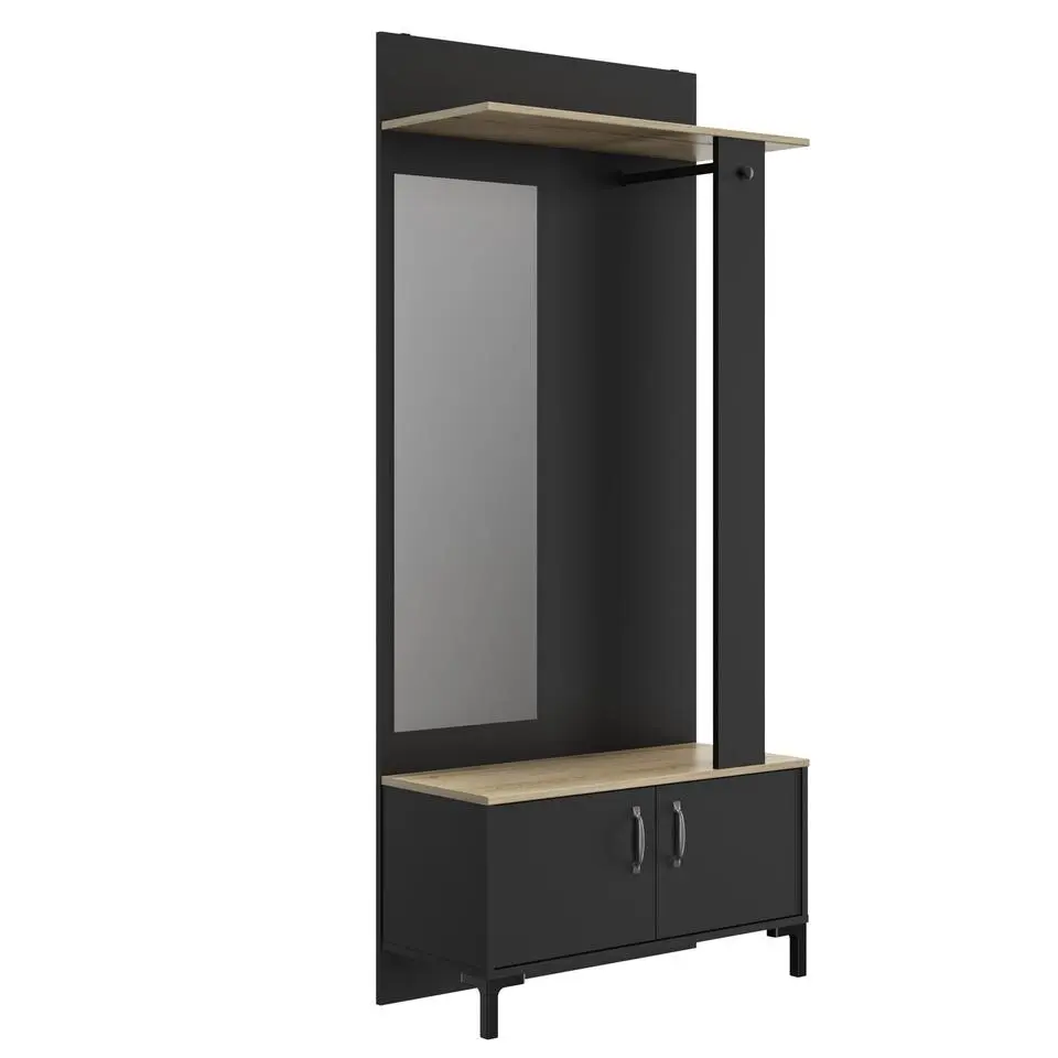 Diagone Entreekast Store - Incl stang en spiegel - 190 cm hoog - Zwart