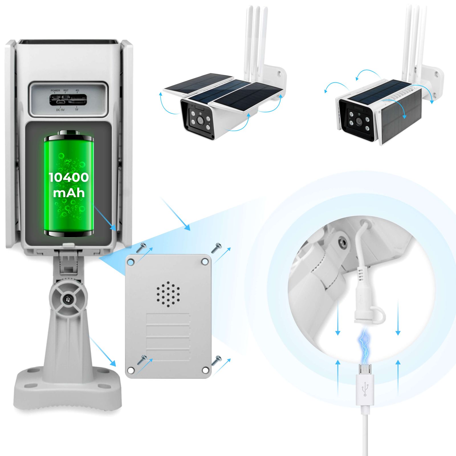LUVISION WLAN Solar Kamera mit Solarzelle Solarpanel Solarkamera Tuya App Alexa kompatibel