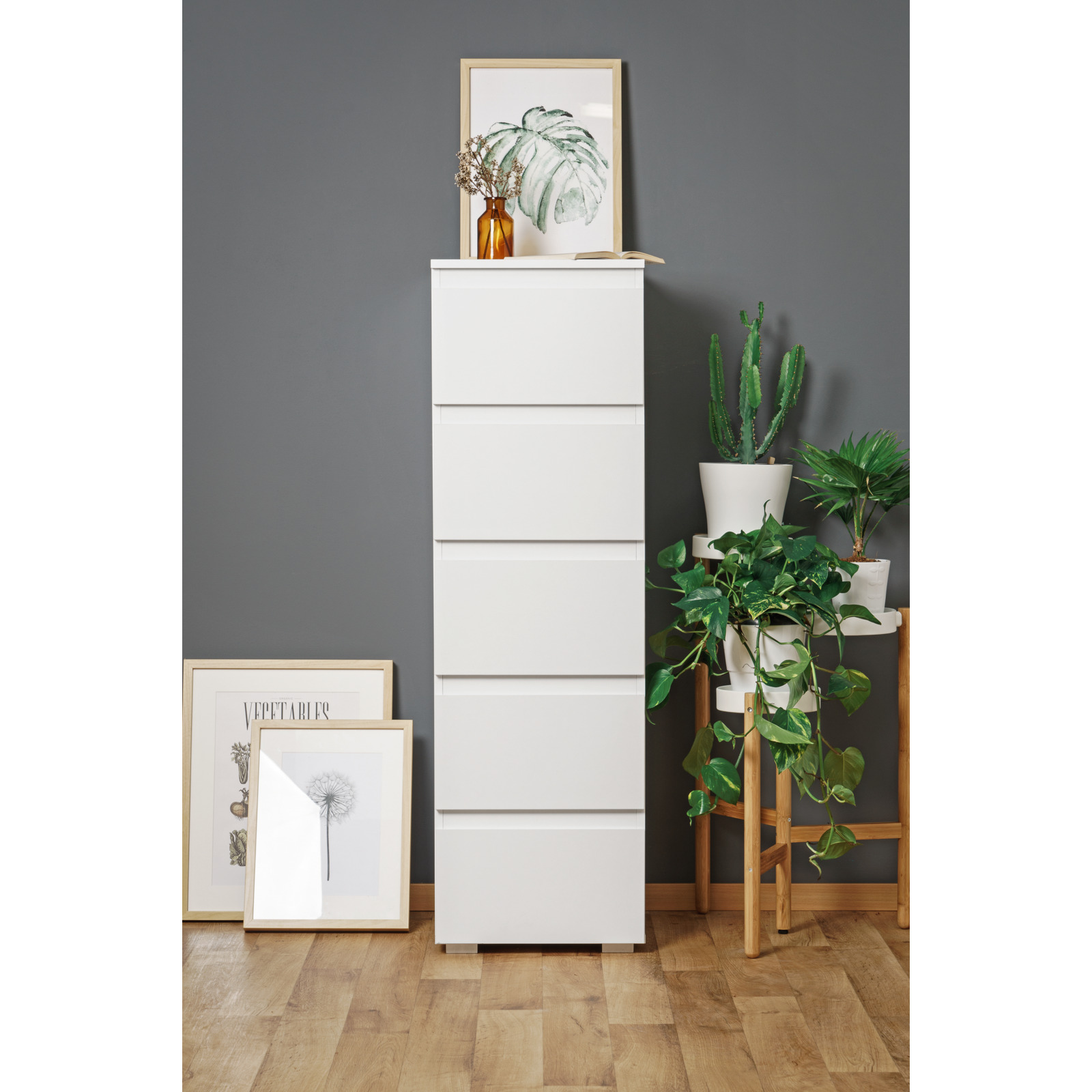 Kommode Shark Dekor weiss matt 40 x 131 x 45 cm