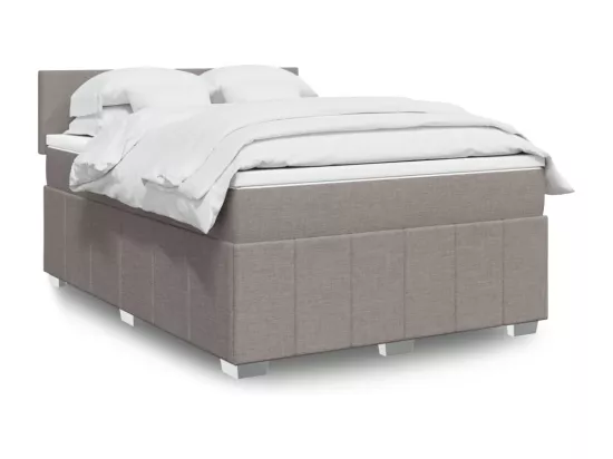 Sommier à lattes de lit avec matelas Taupe 140x190 cm Tissu