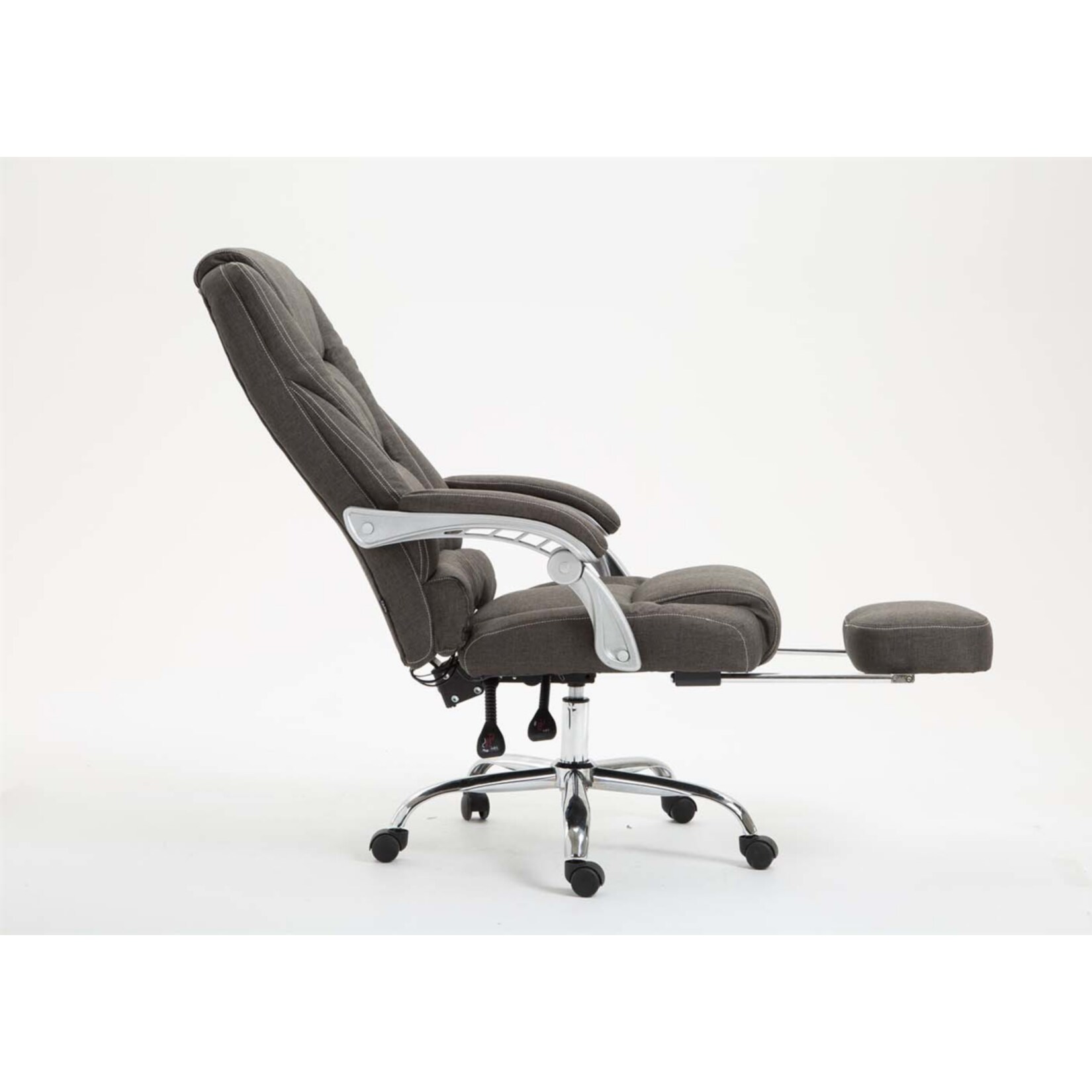 CLP Bürostuhl Pacific mit Stoffbezug | Schreibtischstuhl mit Laufrollen | Relaxsessel mit ausziehbarer Fußstütze | Max. Belastbarkeit 150 kg