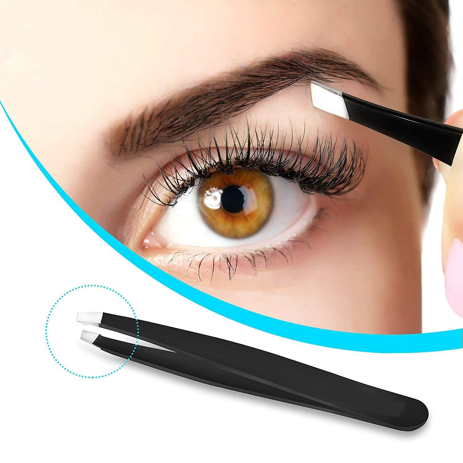 (5-tlg. Set) Universal Edelstahl Präzisions Pinzetten Augenbrauenzupfer - Schwarz
