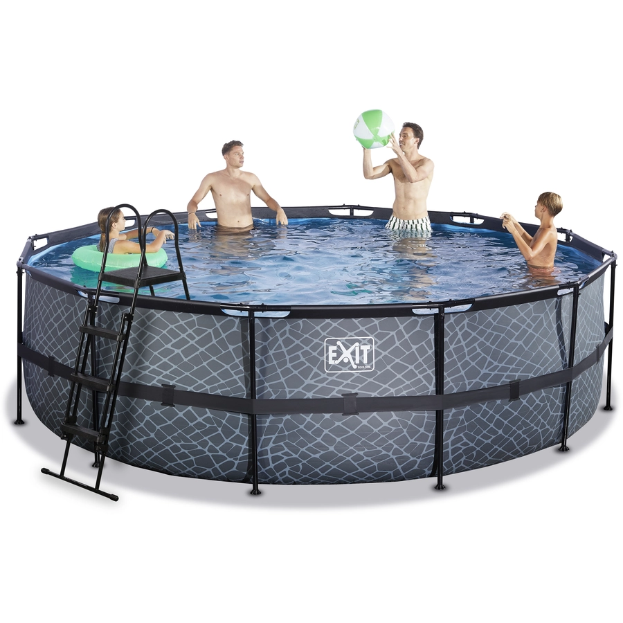 EXIT Frame Pool ø488x122cm (12v Filterpumpe) – Grau