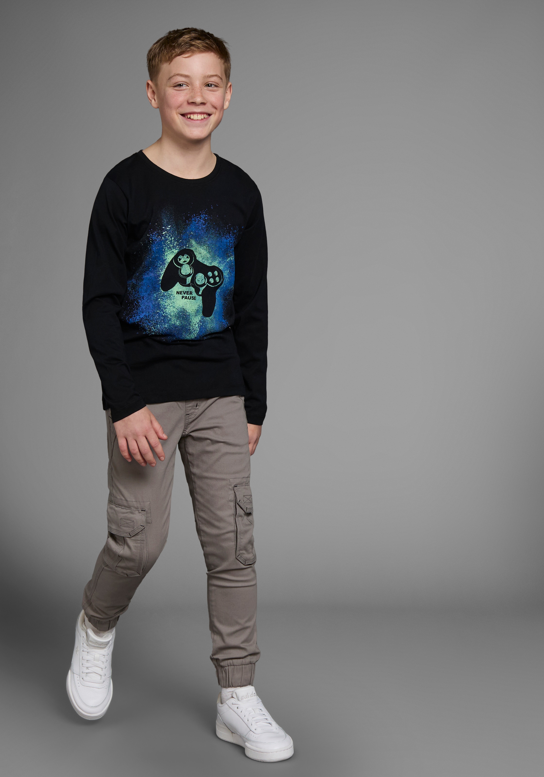 KIDSWORLD Langarmshirt »GAMER«, Gamer-Shirt Langarm,  Basic-Passform,  mit trendigem Aufdruck