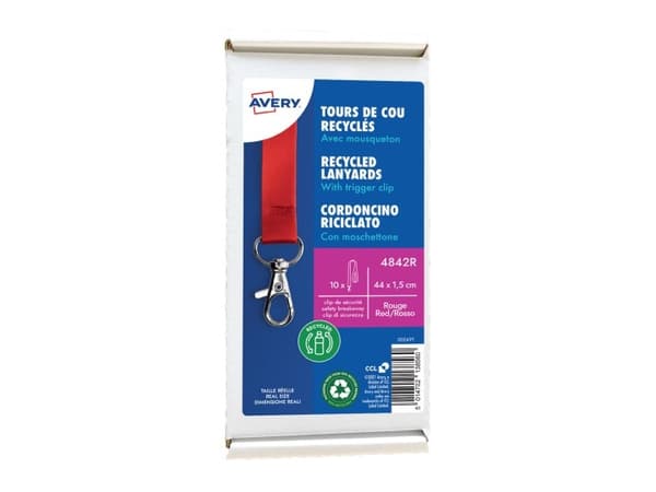Avery 4842R, Merkeholder, Metall, Polyetylentereftalat (PET), Rød, 15 mm, 440 mm, 10 stykker