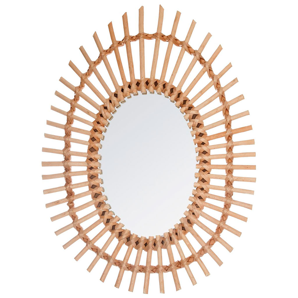 Miroir rotin soleil ellipse naturel 43x58cm