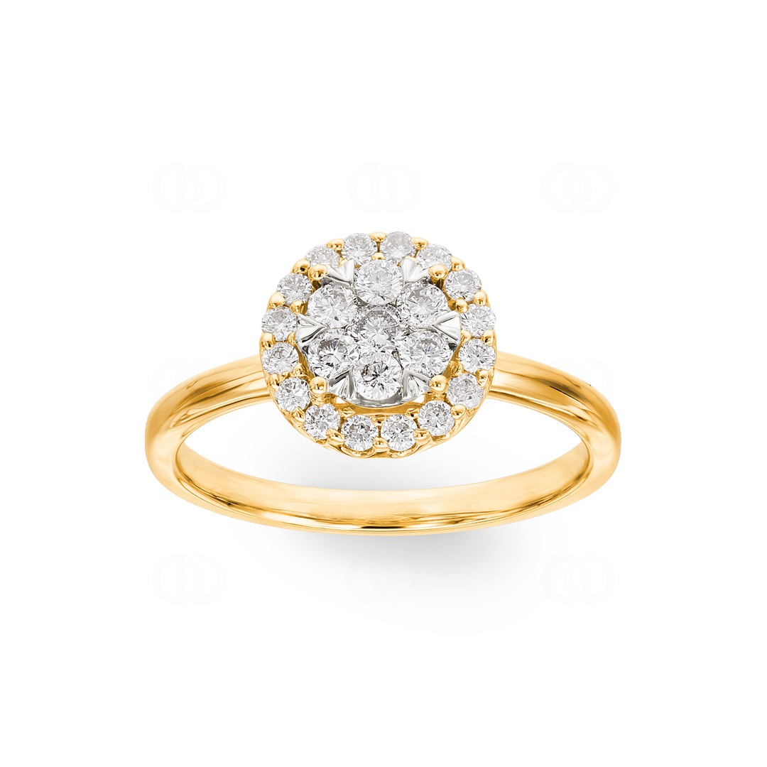 0.50 Karat Diamanten Halo Ring 750/18 K Gelbgold