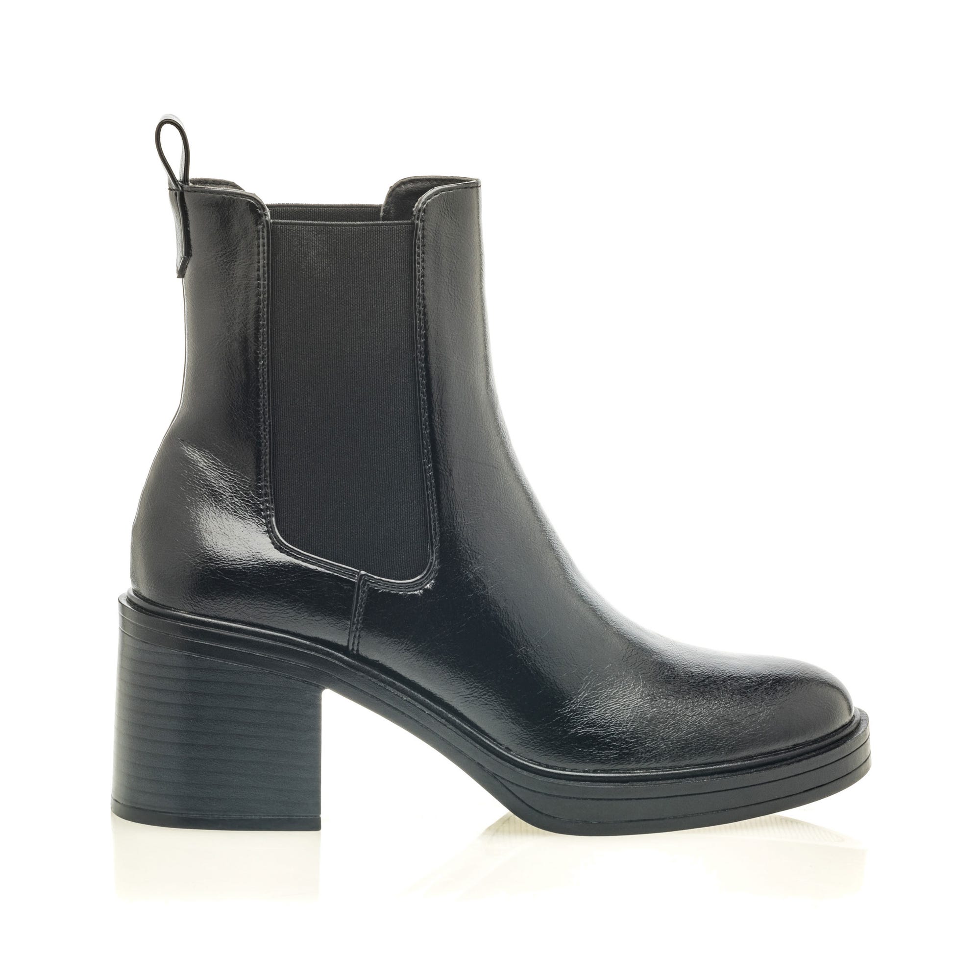 Boots chelsea à talon Femme noir vernis