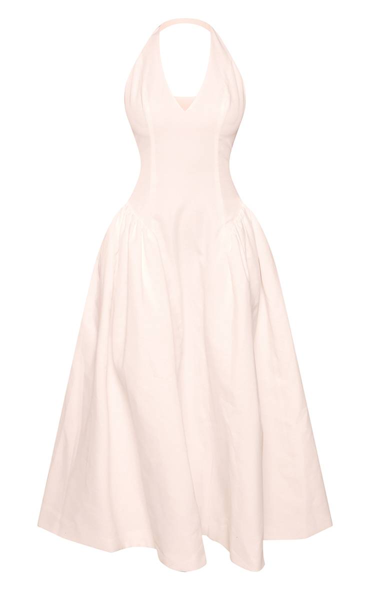 Blanc Robe Mi-longue Ajustée À Encolure Plongeante En V Et Dos Nu