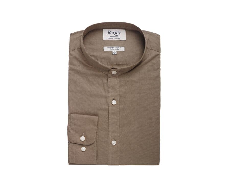 Chemise coton lin Taupe unie - ELIBERT