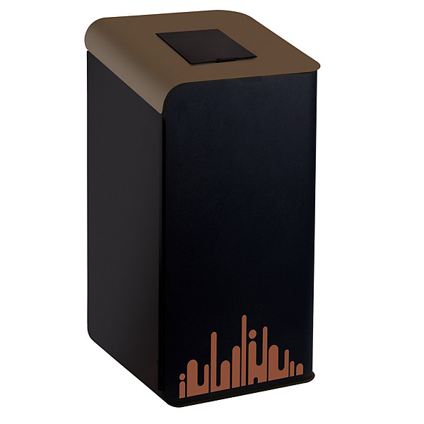 Borne à déchets modulaire Rubik 80 litres noire marron
