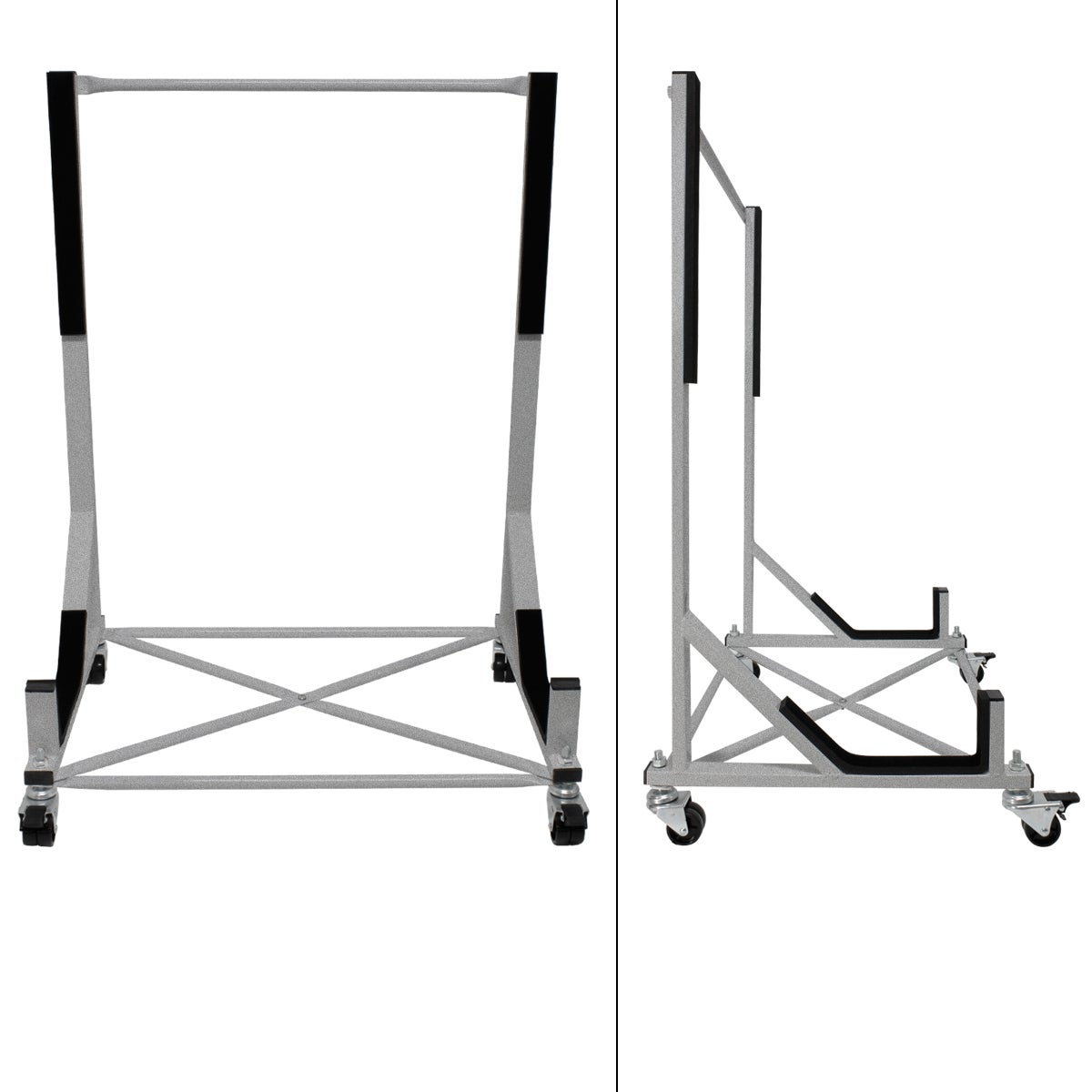 ECD Germany Hardtop Stand met 4 vergrendelbare wielen incl. hoes - Zilver - Gemaakt van gepoedercoat staal - Hardtop Stand Hardtop Houder Opbergtrolleyhoes Beschermhoes