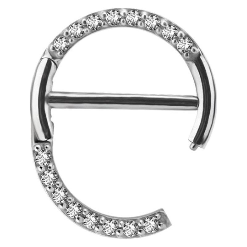 Piercing téton à charnière avec zircons