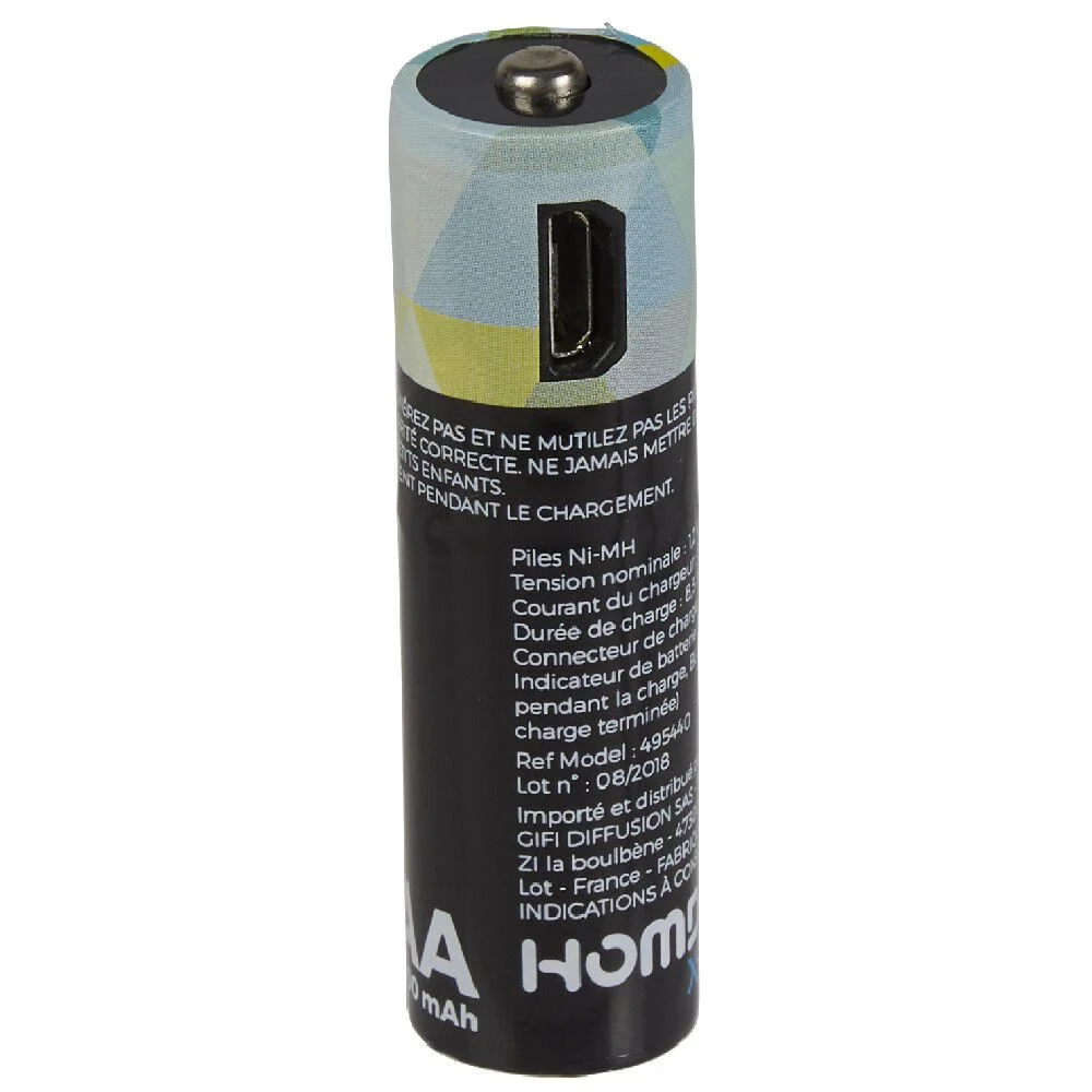 Pile rechargeable USB x4