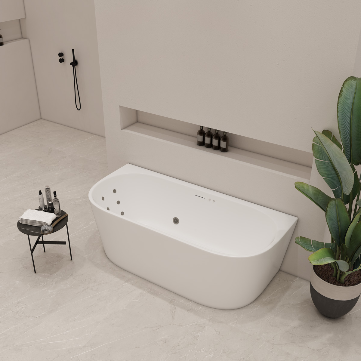 Saniclear Freshline bubbelbad 180x80cm wit mat elektronisch 6 4 hydro en 12 aerojets RVS
