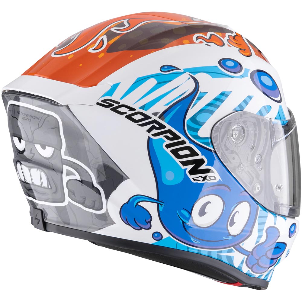 Scorpion - Casque enfant Exo-JNR Air The4Elements Blanc / Orange / Gris / Bleu