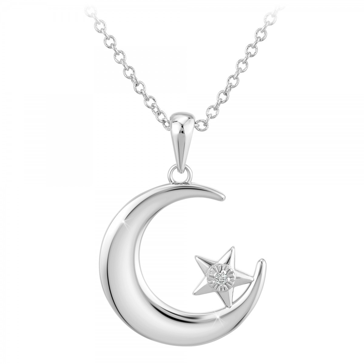 Collier Lune SC Crystal orné d'un véritable diamant blanc