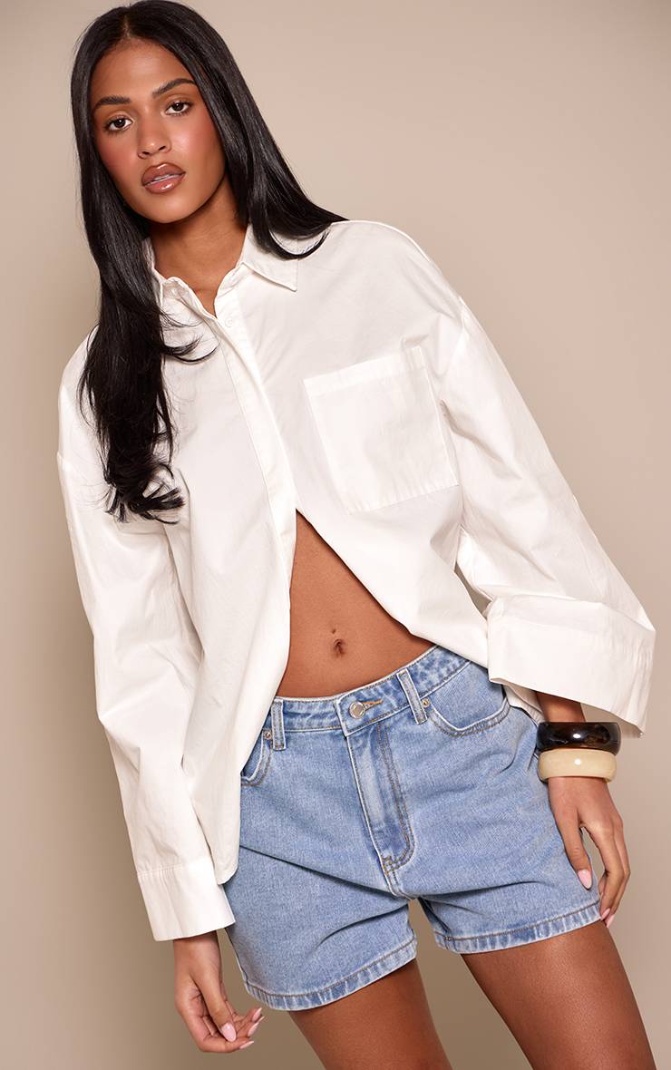 Bleu Clair Short En Jean Mom Taille Haute Tall