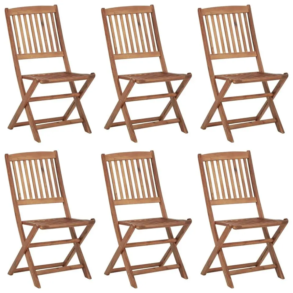 vidaXL - Inklapbaar tuinstoelen - Kussens - Grijs - Hout - 6 stuks