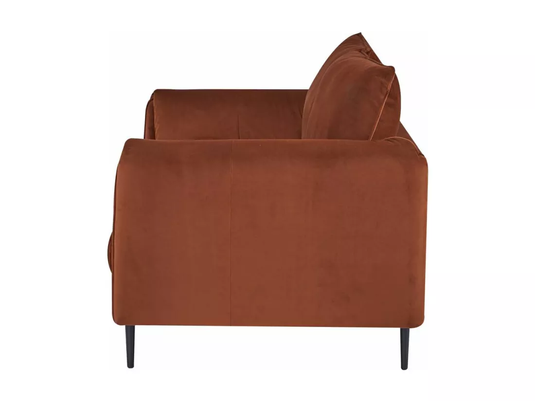 Canapé 3 places dimensions 180 x 90 x 86 cm en tissu velours couleur terracotta et pieds en métal - YORK