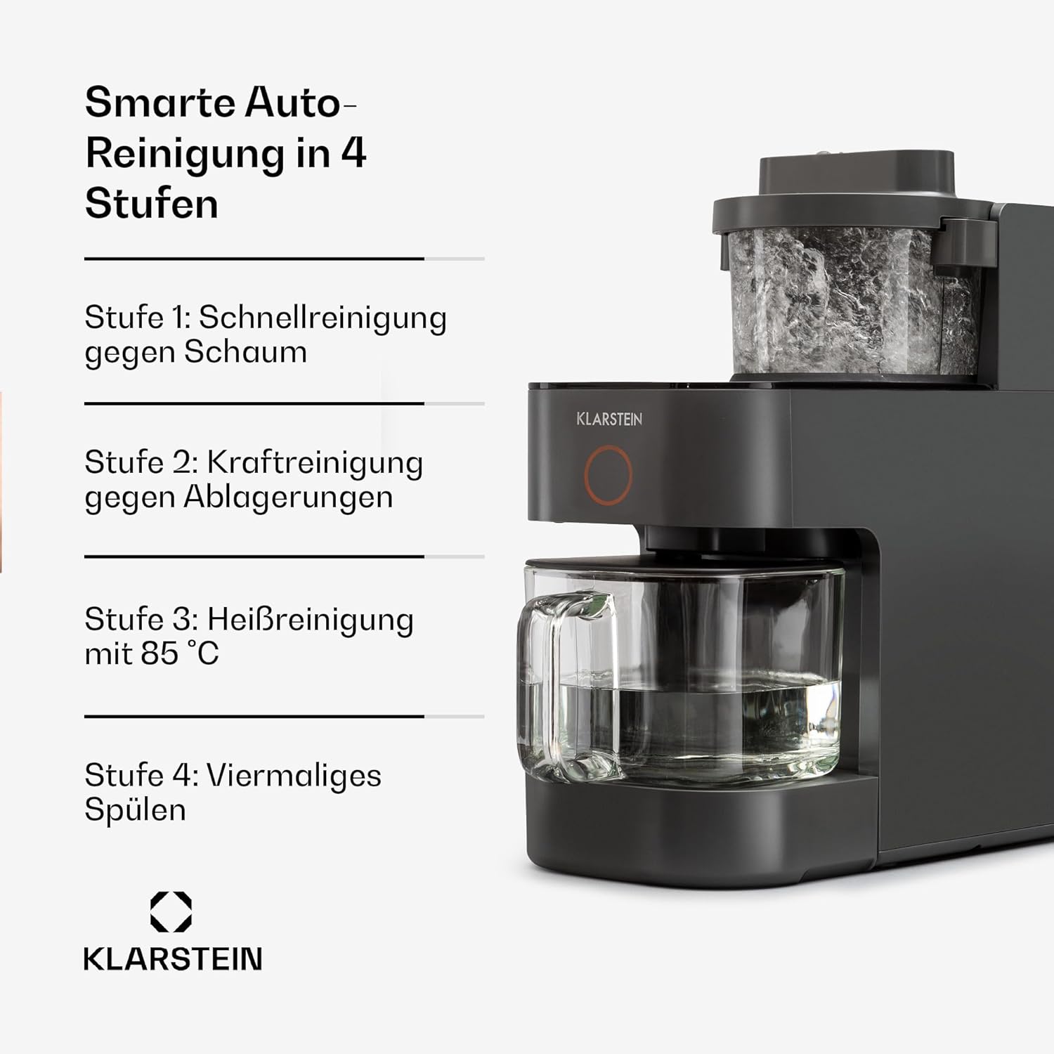 Klarstein Mixer, Standmixer mit 300 Motor- und 1250 Watt Heizleistung, Hochleistungsmixer für Pflanzenmilch Zubereitung, Smoothie Mixer mit 360° Heiztechnologie, 30.000 U/min, Touchscreen, Schwarz