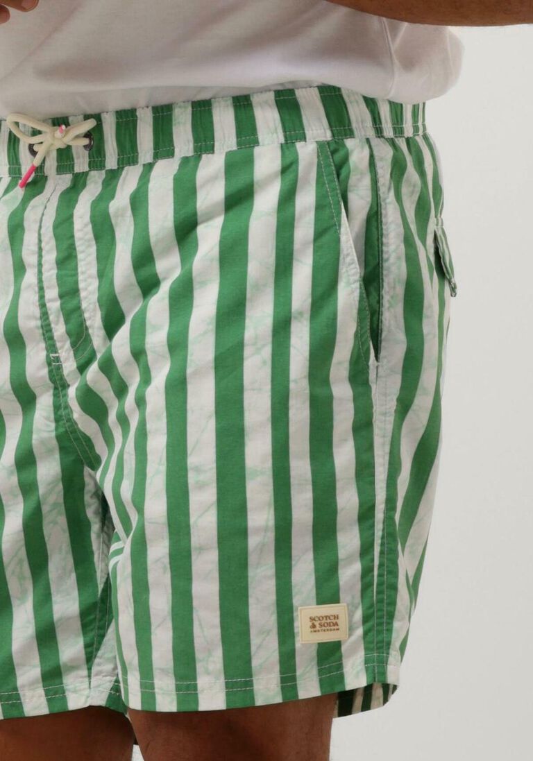 SCOTCH & SODA groene scotch & soda  mid length - batik stripe printed swimshort