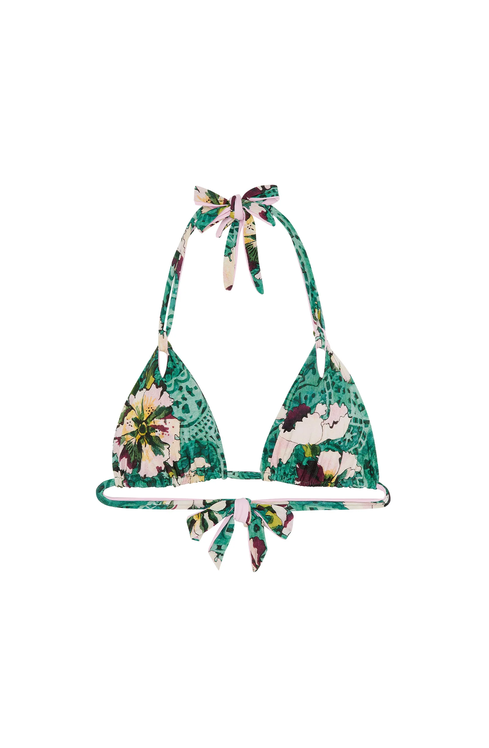 ilari Haut de maillot triangle réversible imprimé PRIMAVERA et pink Primavera