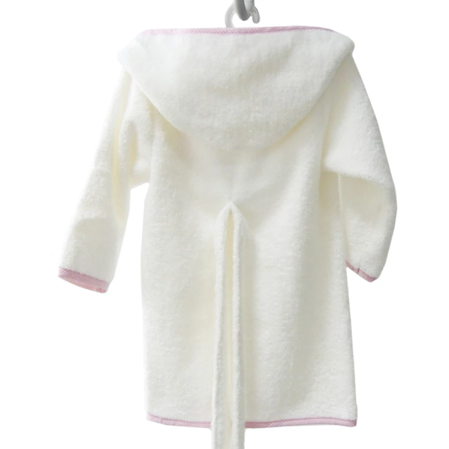 Babydecke Kinderbademantel Kinderbademantel weiß mit Vichy-Einfassung weiß, rosa