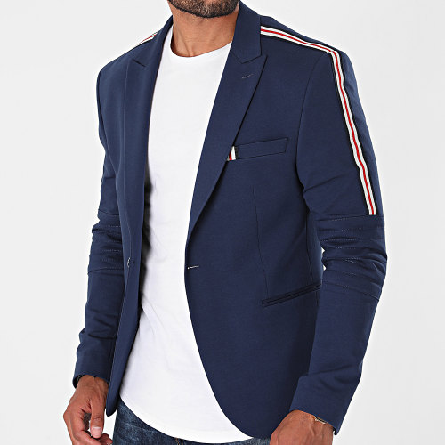 Veste Blazer A Bandes Clodio Bleu Marine