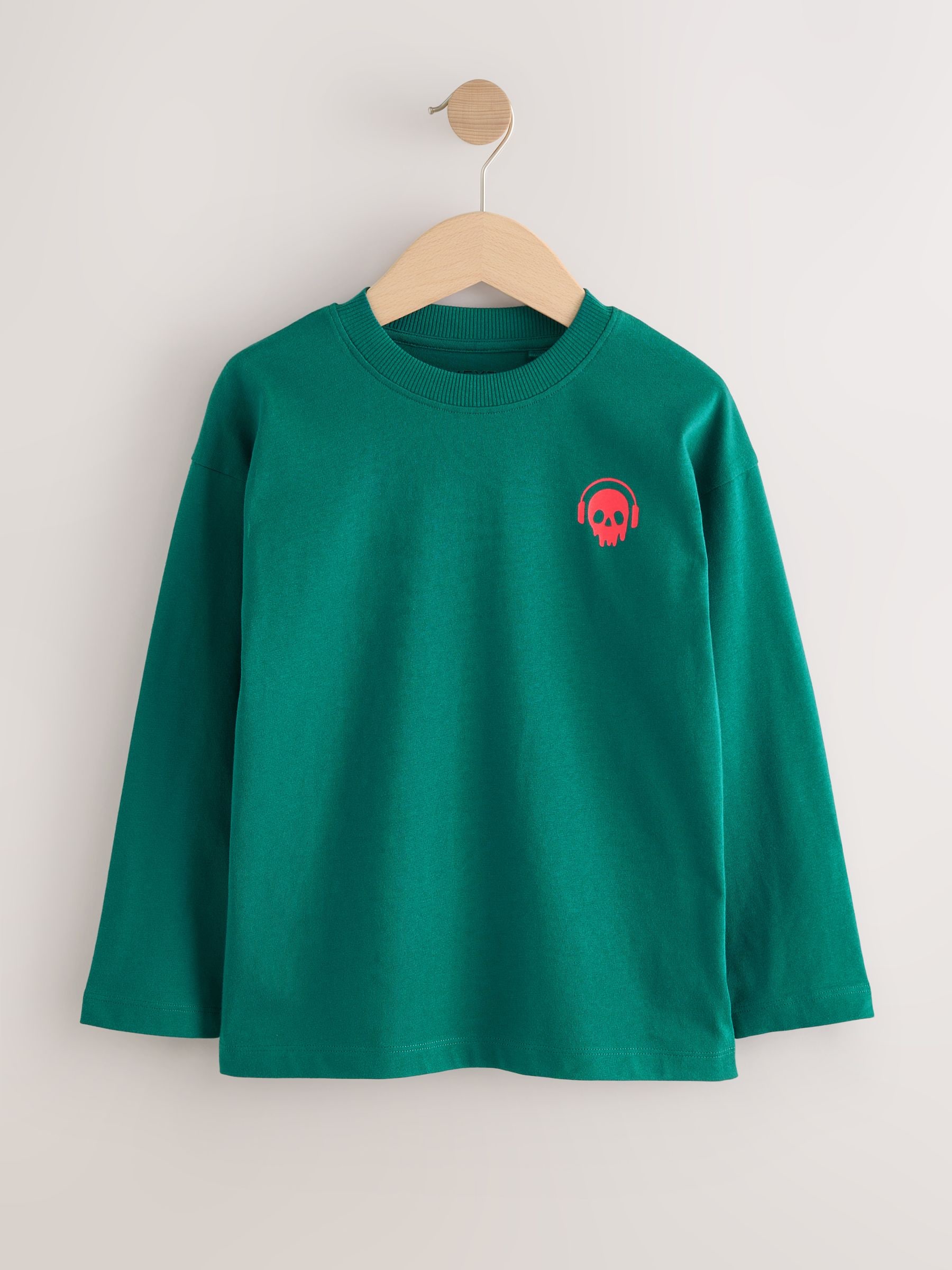 Groen/rood/camel/paars - Long Sleeve Small Graphic T-Shirts 4 Pack (3-16yrs)