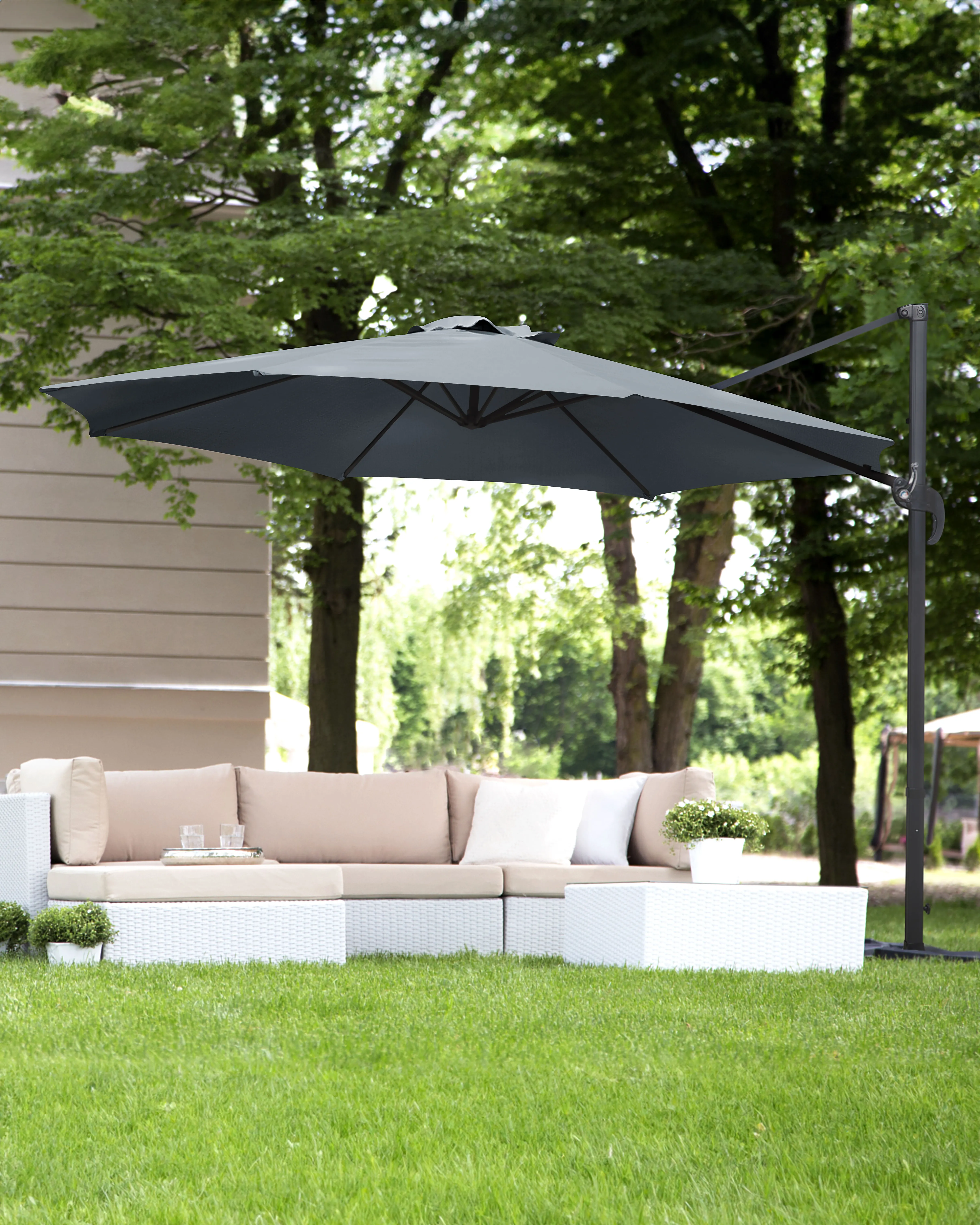 Zweefparasol 300 cm SAVONA Grijs Donkergrijs
