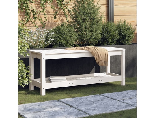VIDAXL - Banc de jardin blanc 108x35x45 cm bois massif de pin